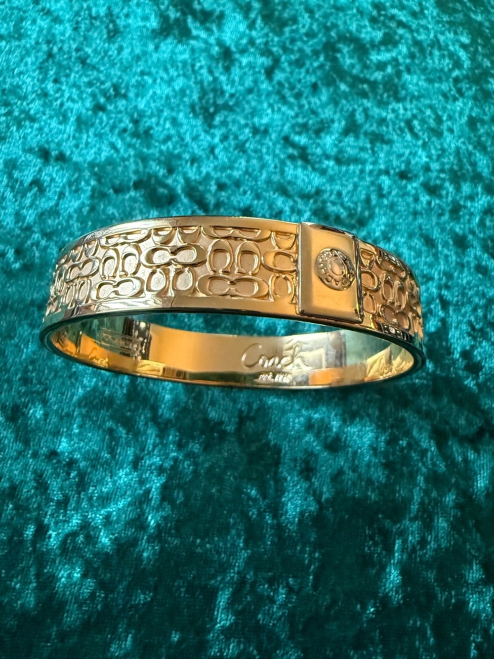 Coach Gold Tone Signature C Logo Bangle Bracelet